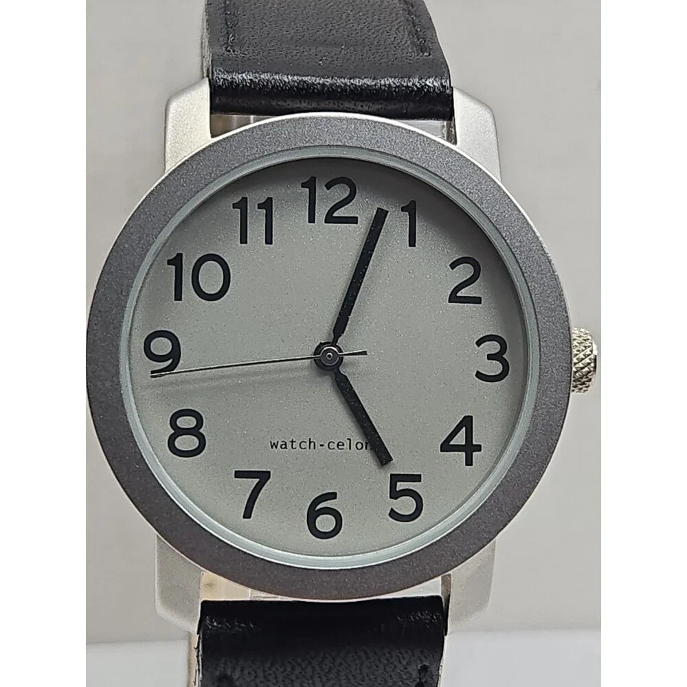 Vintage Watch Celona Basic Numbers Solid Quartz 5ATM Black Leather New Battery